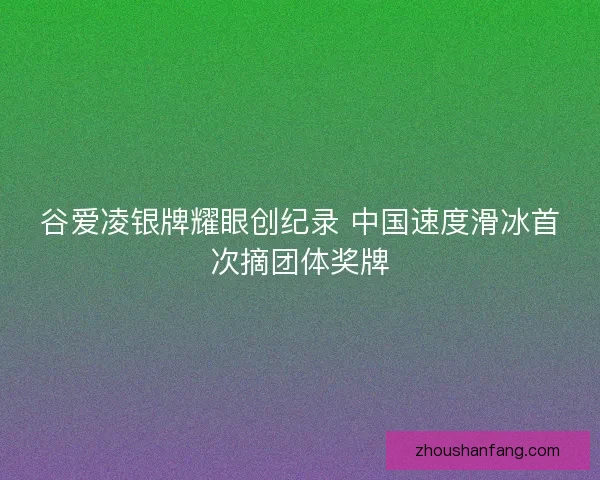 谷爱凌银牌耀眼创纪录 中国速度滑冰首次摘团体奖牌